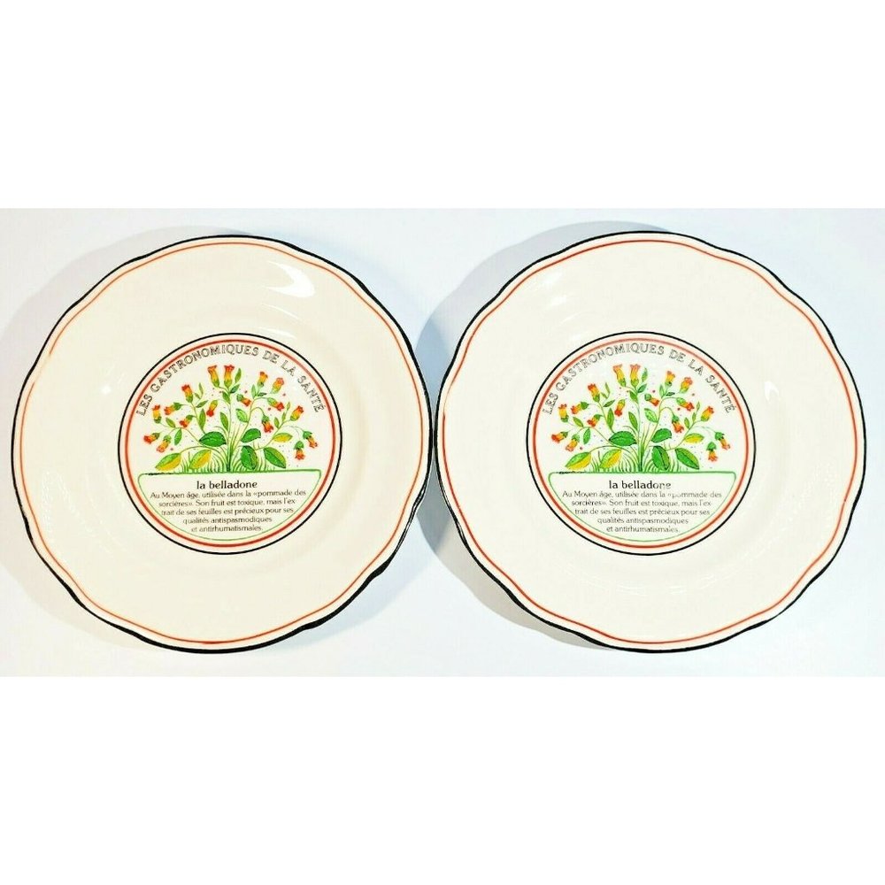 2 Gien France Jardin La Belladone Salad Plates